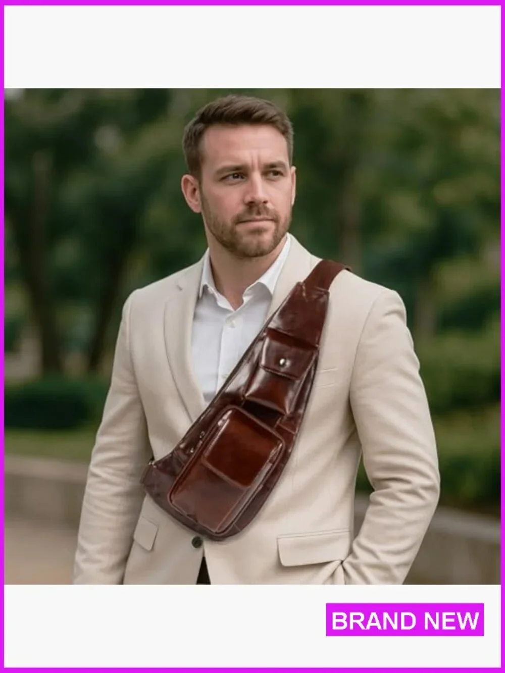 Genuine Leather Sling Bag Crossbody Shoulder Chest Pack Travel Purse